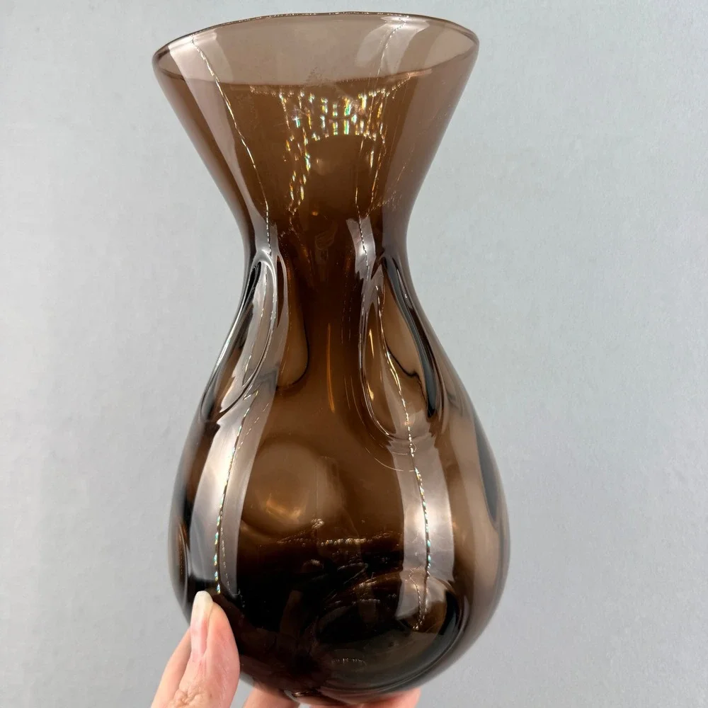 Viking Glass 7456 Pulled Circle Vase 1974 Brown Smoke Art‎ Glass 1 Year Only